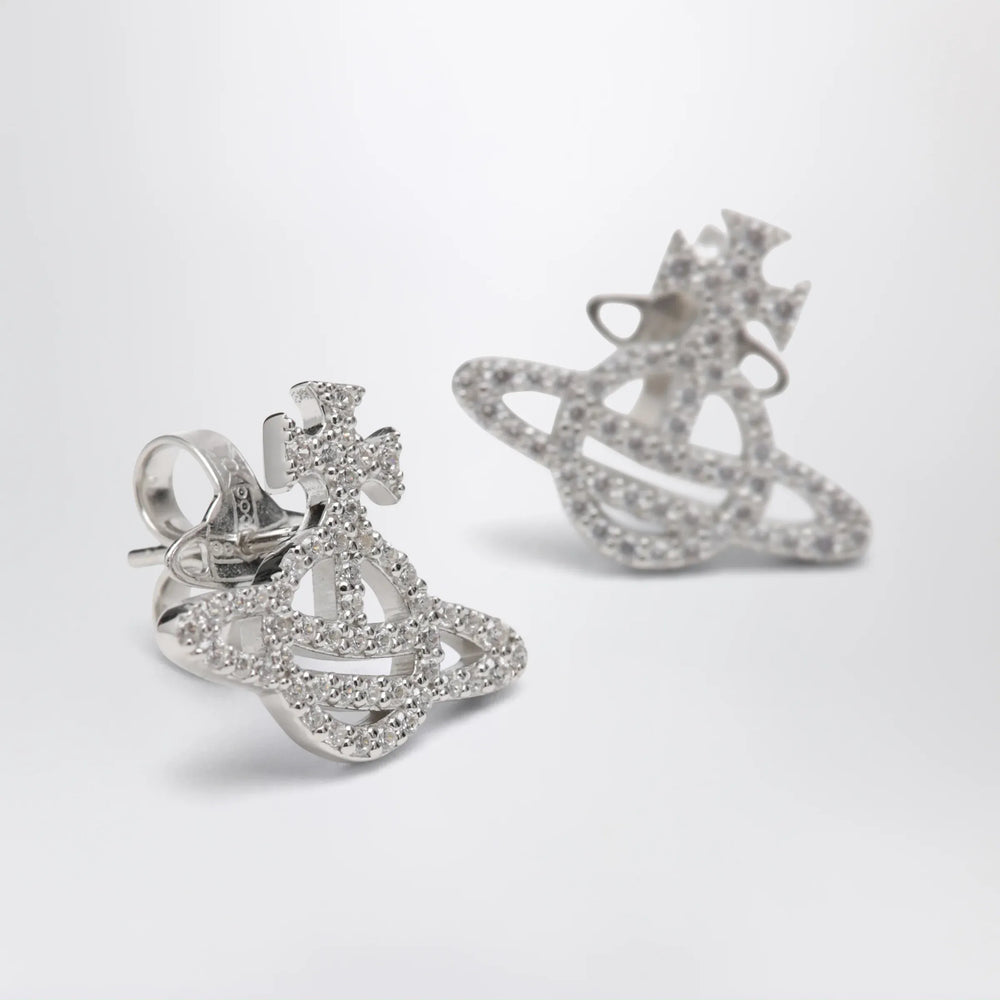 Vivienne Westwood - Platinum-Tone Metal Orb Earrings with Crystals Brand U