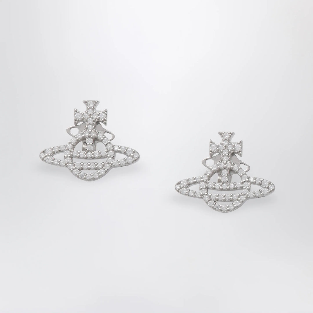 Vivienne Westwood - Platinum-Tone Metal Orb Earrings with Crystals Brand U