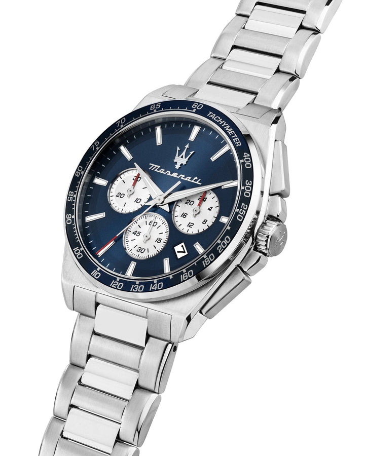 Watch Maserati Velocita 43mm Chrono Blue Dial Stainless Steel Strap Watch Brand