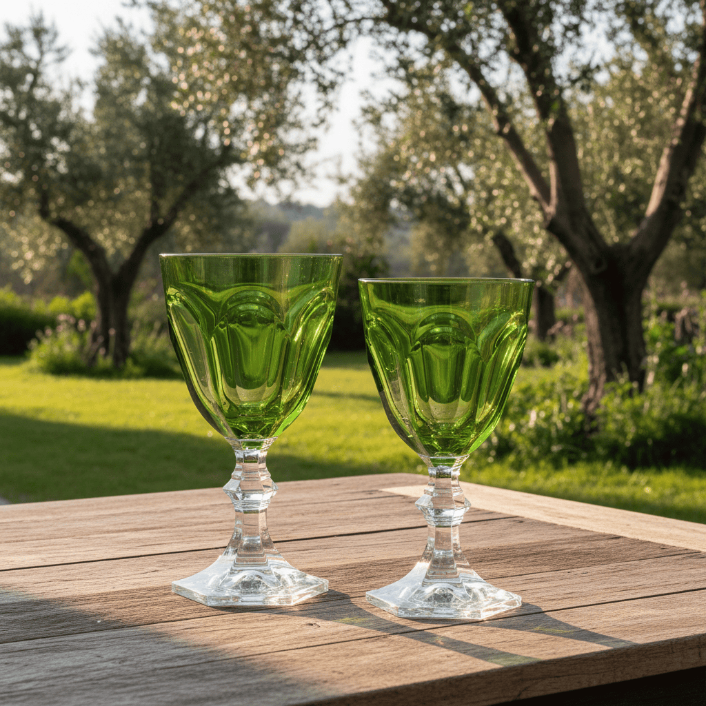 Mario Luca Giusti Dolce Vita Set of 2 Wine &amp; Water Glass Green Brand Water Glass